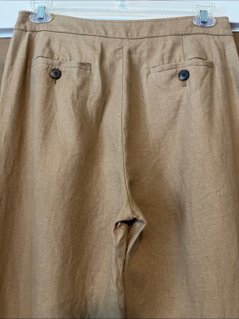 Banana Republic High Rise Linen Wide Leg Pleated Trouser Pants Womens 10L Tan